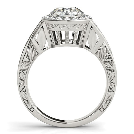 (1 5/8 cttw) Halo Set Diamond Engagement Ring - 14k White Gold