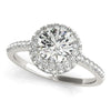 (1 1/2 cttw) Classic Round Diamond Pave Design Engagement Ring - 14k White Gold