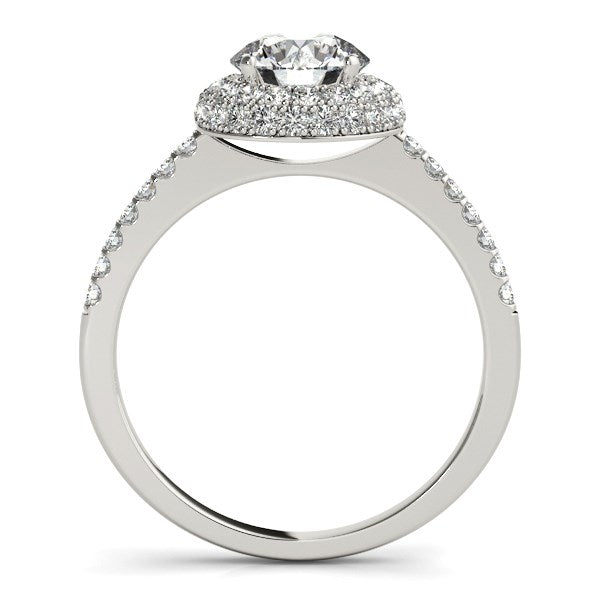 (1 1/2 cttw) Classic Round Diamond Pave Design Engagement Ring - 14k White Gold