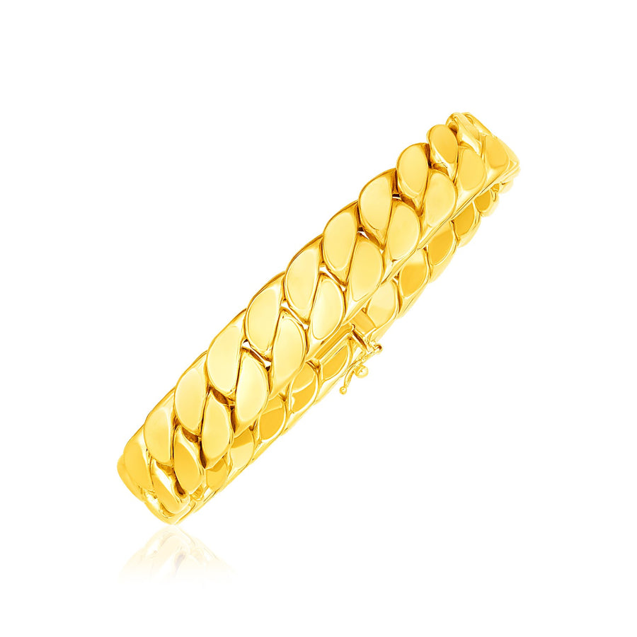 14k Yellow Gold 8 1/4 inch Mens Wide Curb Chain Bracelet