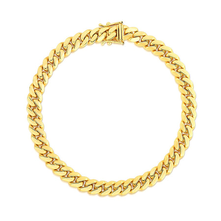 7.0mm 14k Yellow Gold Classic Miami Cuban Solid Bracelet