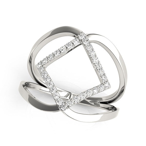 (1/5 cttw) Interlaced Design Diamond Ring - 14k White Gold