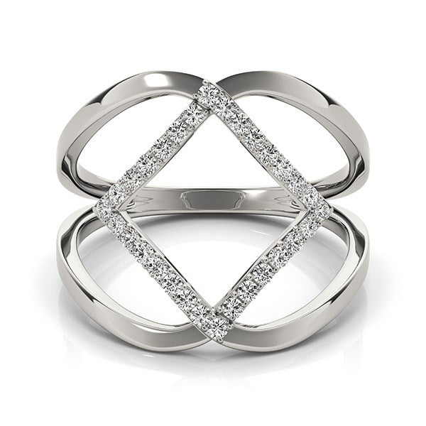(1/5 cttw) Interlaced Design Diamond Ring - 14k White Gold