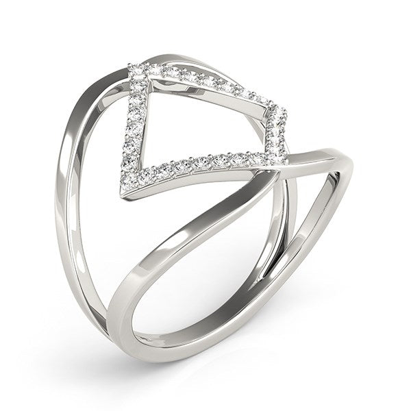 (1/5 cttw) Interlaced Design Diamond Ring - 14k White Gold