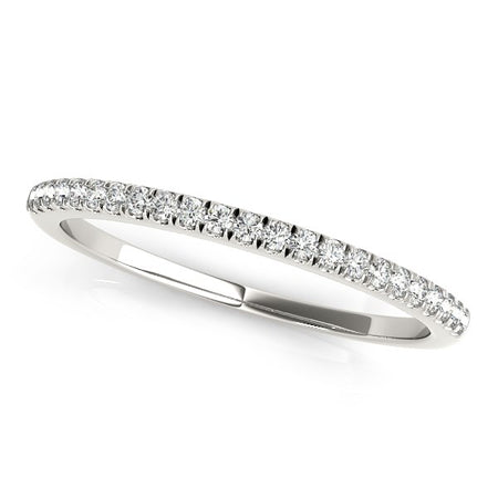 (1/8 cttw) Classic Pave Set Diamond Wedding Band - 14k White Gold