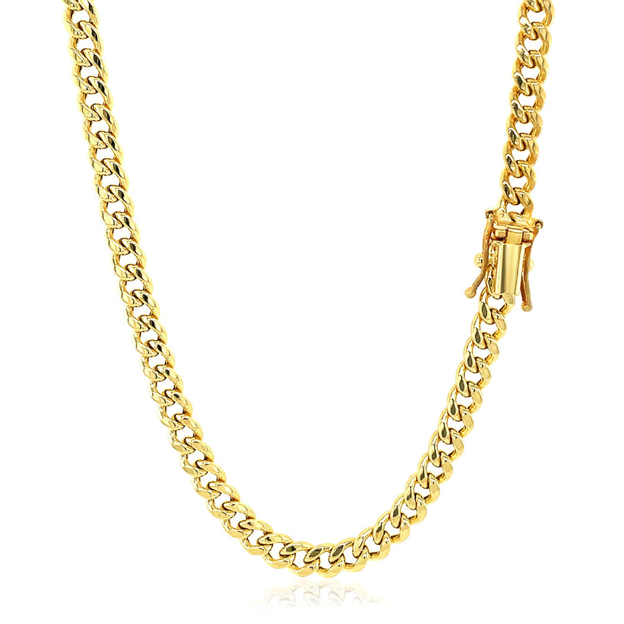4.5mm Semi Solid Miami Cuban Chain - 14k Yellow Gold