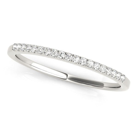 (1/4 cttw) Round Thin Diamond Wedding Band - 14k White Gold