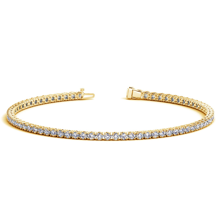 (2 cttw) Round Diamond Tennis Bracelet -  14k Yellow Gold