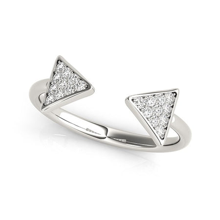 (1/5 cttw) Diamond Arrowhead Open Ring - 14k White Gold