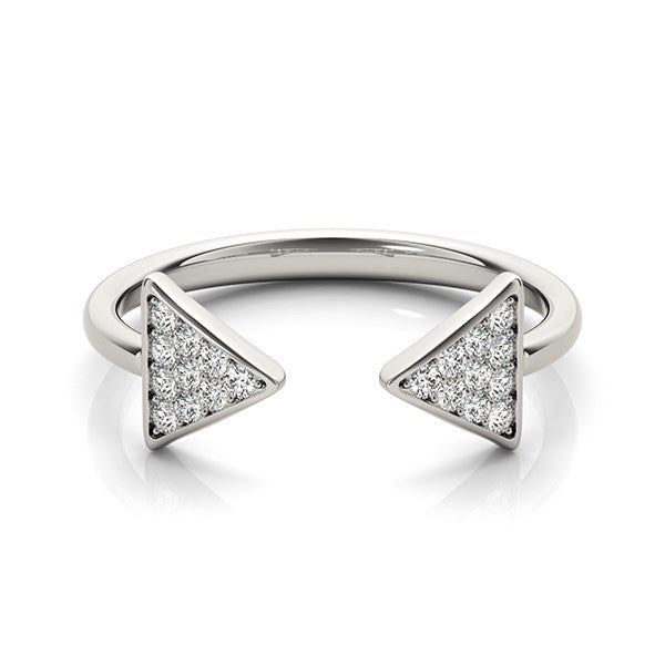 (1/5 cttw) Diamond Arrowhead Open Ring - 14k White Gold