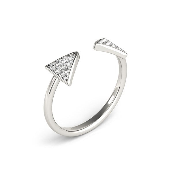 (1/5 cttw) Diamond Arrowhead Open Ring - 14k White Gold
