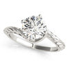 (1 cttw) Bypass Round Solitaire Diamond Engagement Ring - 14k White Gold