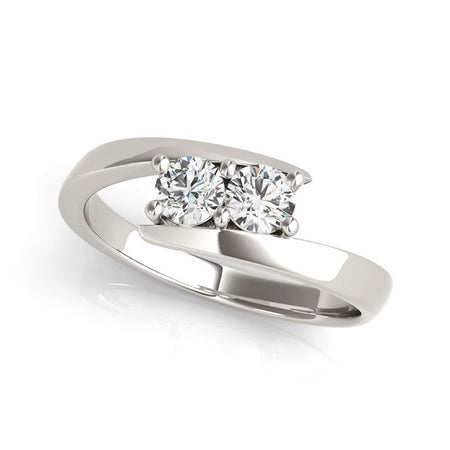 (1/2 cttw) Round Two Stone Common Prong Diamond Ring - 14k White Gold