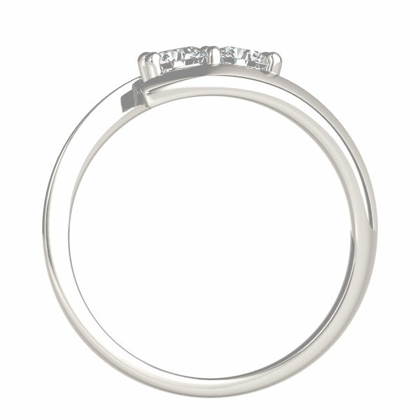 (1/2 cttw) Round Two Stone Common Prong Diamond Ring - 14k White Gold
