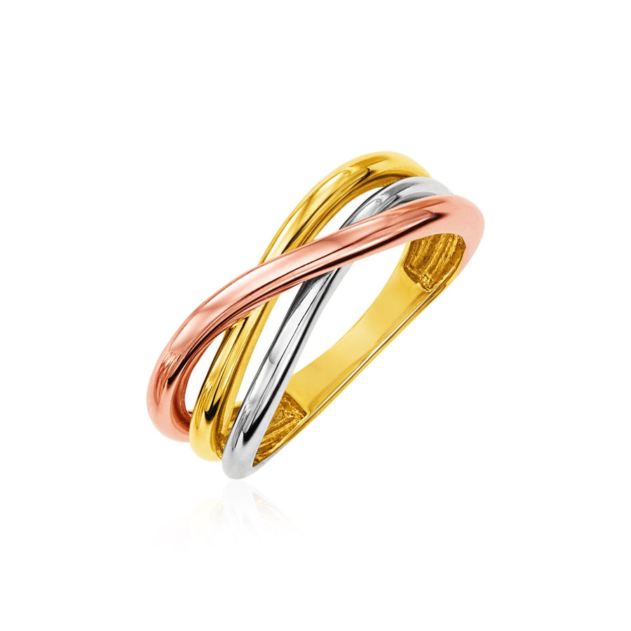 Twist Style Ring - 14k Tri Color Gold