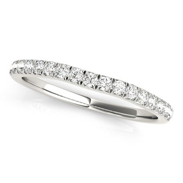(1/3 cttw) Curved Style Diamond Wedding Ring - 14k White Gold