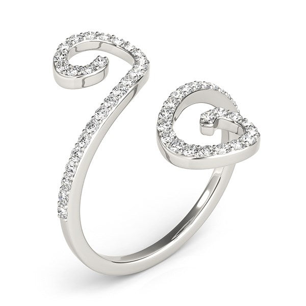 (1/2 cttw) Diamond Open Flourish Style Ring - 14k White Gold