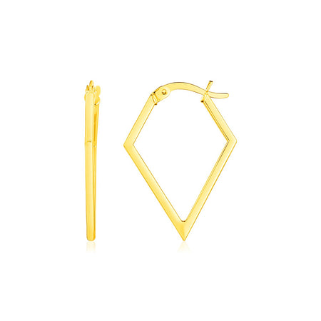Diamond Motif Hoop Earrings - 14K Yellow Gold
