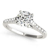 (1 1/8 cttw) Cathedral Design Diamond Engagement Ring - 14k White Gold