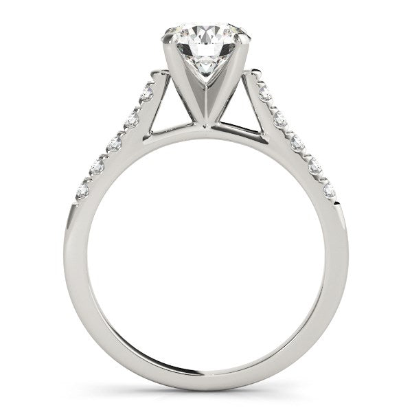 (1 1/8 cttw) Cathedral Design Diamond Engagement Ring - 14k White Gold