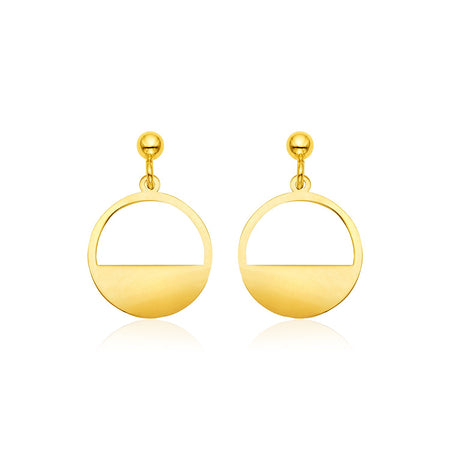 14k Yellow Gold Half Open Circle Earrings