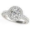 (1 1/2 cttw) Classic W/ Pave Halo Diamond Engagement Ring - 14k White Gold