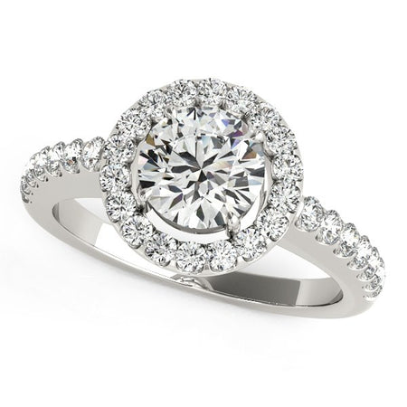 14k White Gold Classic with Pave Halo Diamond Engagement Ring (1 1/2 cttw)