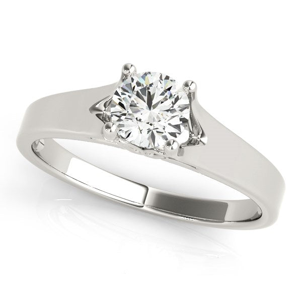 (1/2 cttw) Prong Set Style Solitaire Diamond Engagement Ring - 14k White Gold