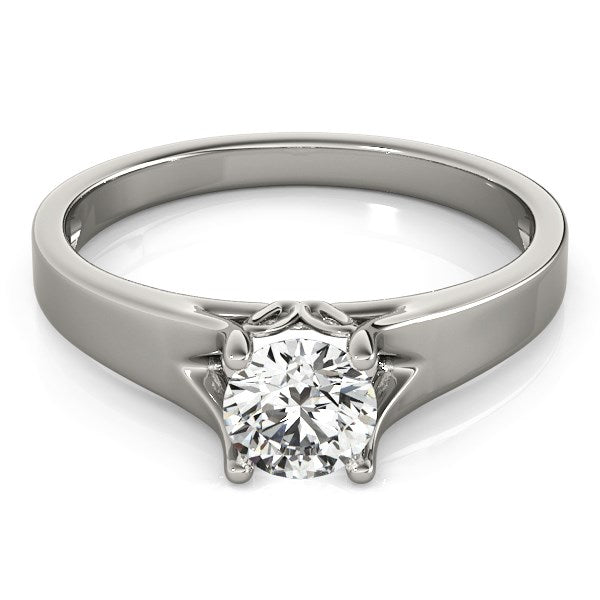 (1/2 cttw) Prong Set Style Solitaire Diamond Engagement Ring - 14k White Gold