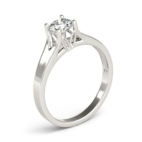 (1/2 cttw) Prong Set Style Solitaire Diamond Engagement Ring - 14k White Gold