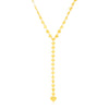 14k Yellow Gold Mirrored Heart Chain Lariat Necklace