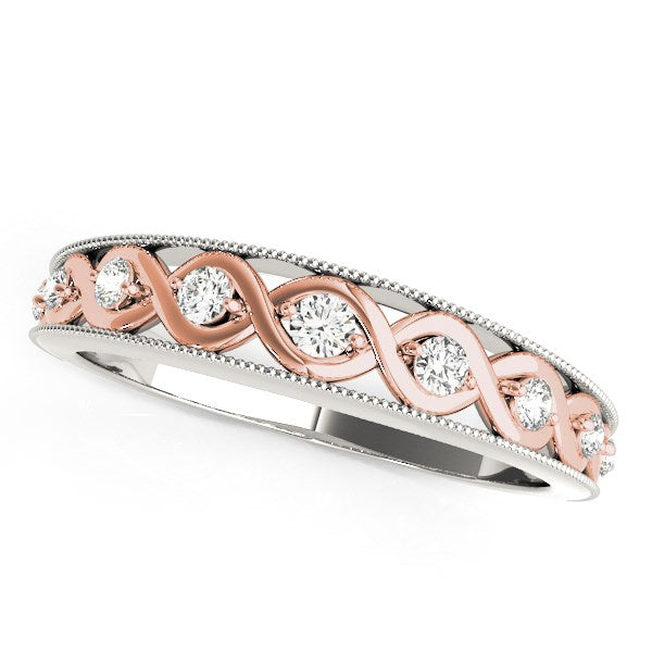 (1/8 cttw) Infinity Diamond Wedding Band - 14k White And Rose Gold