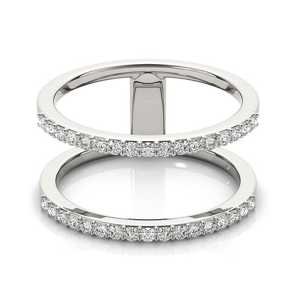 (1/3 cttw) Dual Band Design Ring W/ Diamonds - 14k White Gold