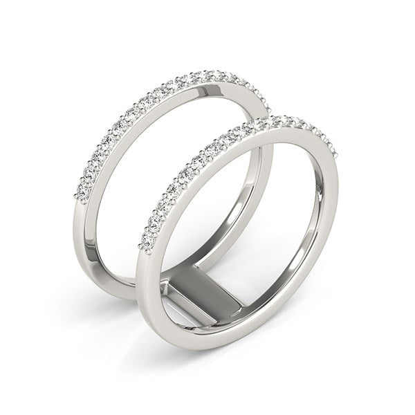 (1/3 cttw) Dual Band Design Ring W/ Diamonds - 14k White Gold