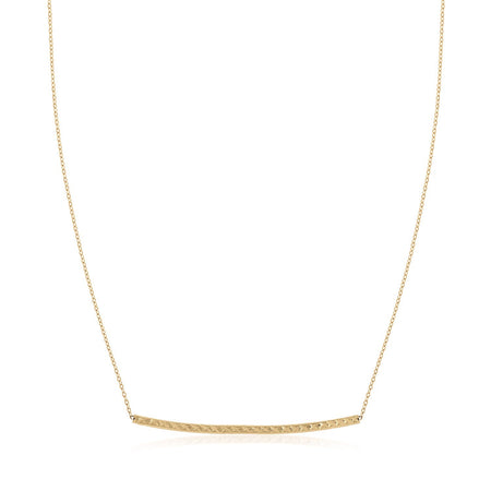 14k Yellow Gold Thin Textured Bar Necklace