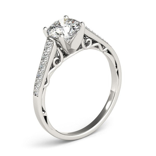 (1 1/4 cttw) Cathedral Design Diamond Engagement Ring - 14k White Gold