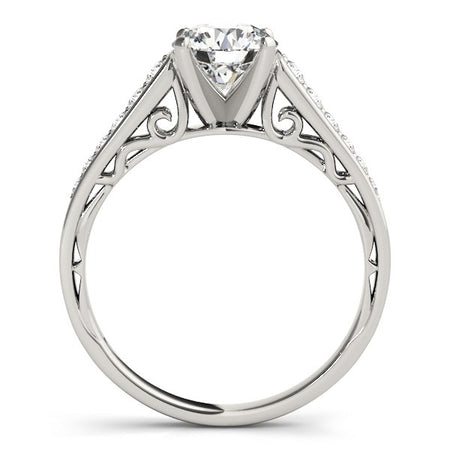 (1 1/4 cttw) Cathedral Design Diamond Engagement Ring - 14k White Gold