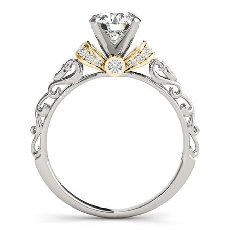 (1 1/8 cttw) Antique Style Diamond Engagement Ring - 14k White And Yellow Gold
