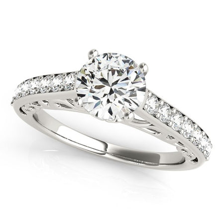 (1 1/3 cttw) Unique Detailing Diamond Engagement Ring - 14k White Gold