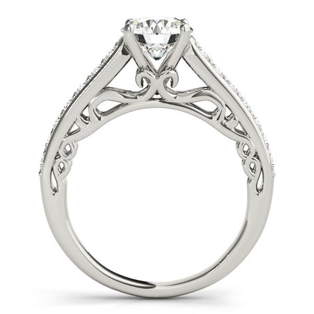 (1 1/3 cttw) Unique Detailing Diamond Engagement Ring - 14k White Gold