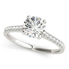 (1 1/8 cttw) Single Row Scalloped Set Diamond Engagement Ring - 14k White Gold