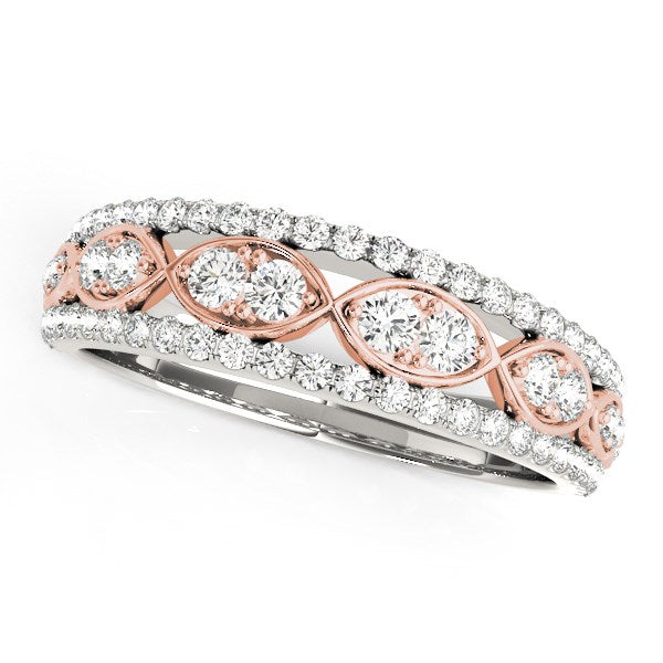 (3/8 cttw) Double Diamond Infinity Design Band - 14k White And Rose Gold