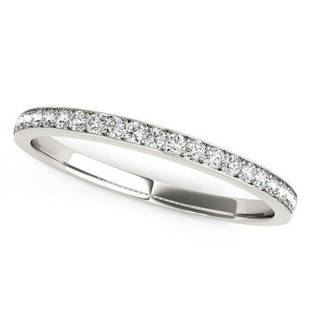 (1/5 cttw) Prong Setting Round Diamond Wedding Band - 14k White Gold