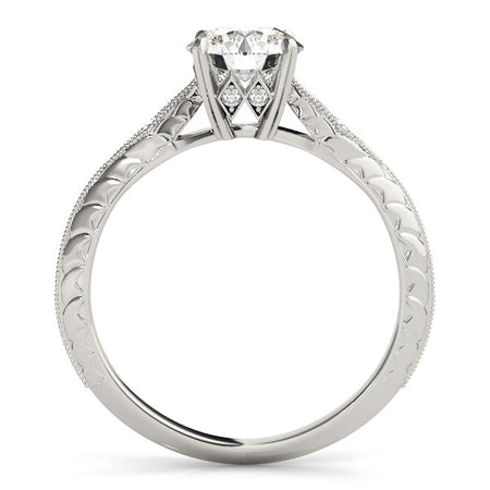 (1 1/8 cttw) Diamond Engagement Ring W/ Side Clusters - 14k White Gold