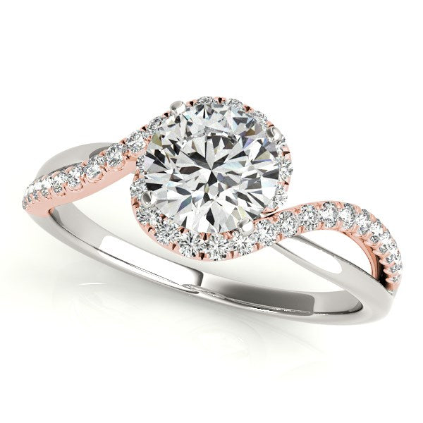 (1 1/8 cttw) Bypass Band Diamond Engagement Ring - 14k White And Rose Gold