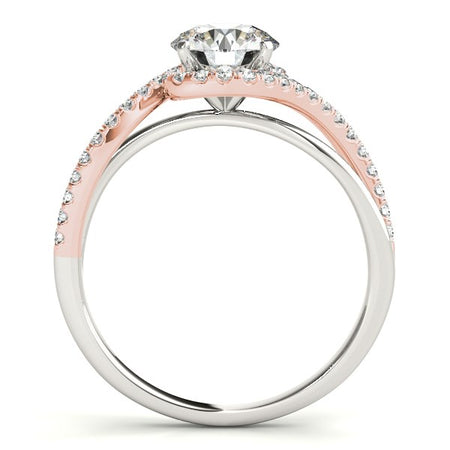 (1 1/8 cttw) Bypass Band Diamond Engagement Ring - 14k White And Rose Gold