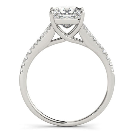 (1 1/8 cttw) Princess Cut Split Shank Diamond Engagement Ring - 14k White Gold