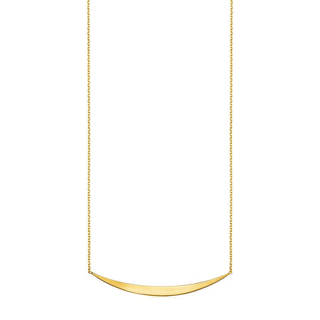 14k Yellow Gold Necklace with Polished Curved Bar Pendant