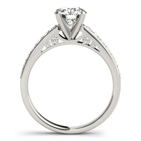 (1 3/8 cttw) Single Row Prong Set Diamond Engagement Ring - 14k White Gold