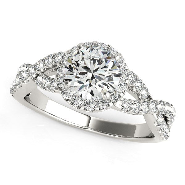 (1 1/2 cttw) Entwined Split Shank Diamond Engagement Ring - 14k White Gold